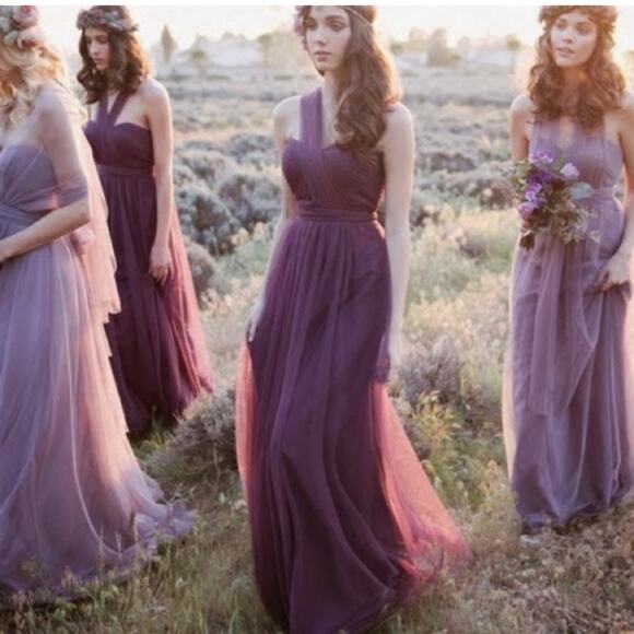 Jenny Yoo Annabelle Adjustable Tulle Bridesmaid Gown in Raisin Purple - Picture 2 of 16